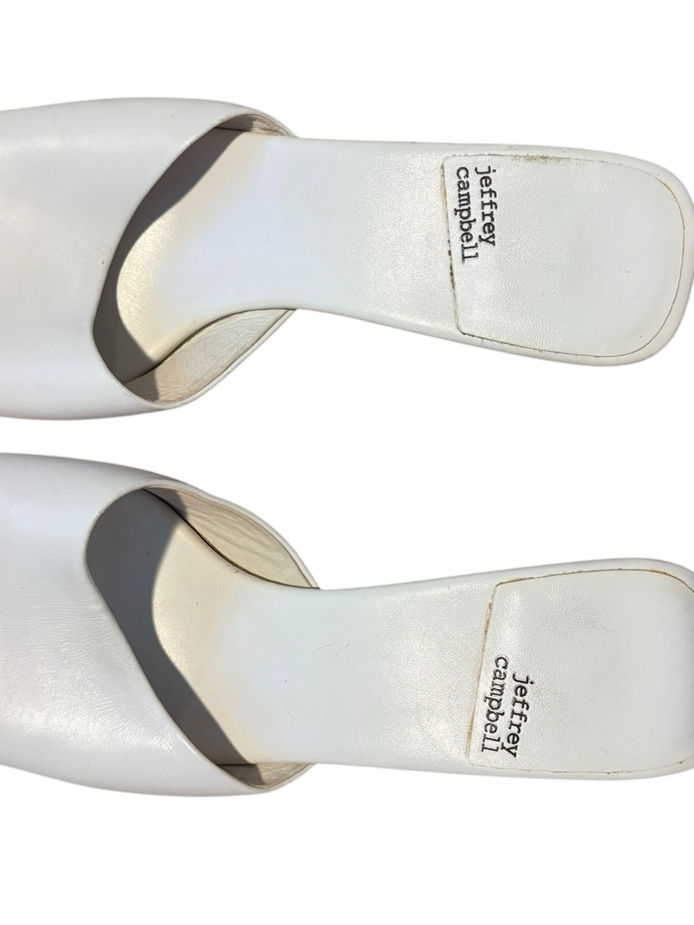Jeffrey Campbell White Sculptural Block Heel Mules Sandals Size 11